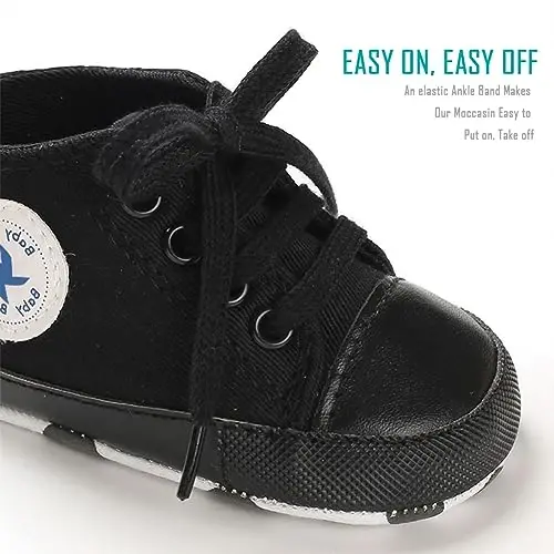 Newborn Baby Girls Boys Canvas Shoes Infant Soft Sole Slip On First Walkers Sneaker Toddler Flat Loafers High Top Crib Denim Unisex Moccasins Shoe - 5