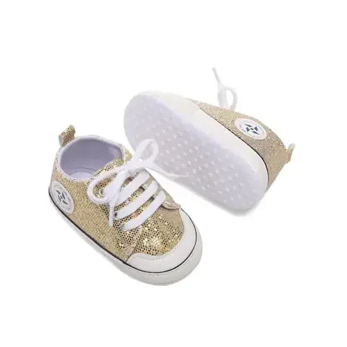Newborn Baby Girls Boys Canvas Shoes Infant Soft Sole Slip On First Walkers Sneaker Toddler Flat Loafers High Top Crib Denim Unisex Moccasins Shoe - 5