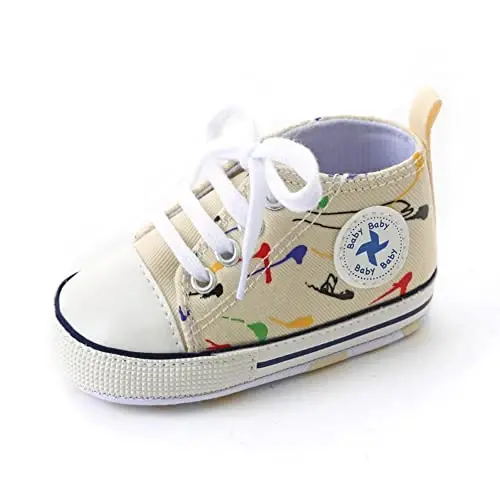 Newborn Baby Girls Boys Canvas Shoes Infant Soft Sole Slip On First Walkers Sneaker Toddler Flat Loafers High Top Crib Denim Unisex Moccasins Shoe 