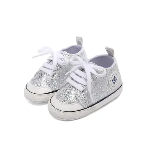 Newborn Baby Girls Boys Canvas Shoes Infant Soft Sole Slip On First Walkers Sneaker Toddler Flat Loafers High Top Crib Denim Unisex Moccasins Shoe - 4