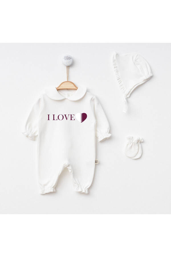 Newborn Baby I Love Printed 3-Piece Romper Set 100% Cotton Hospital Exit Girl And Boy Baby Gift - 2