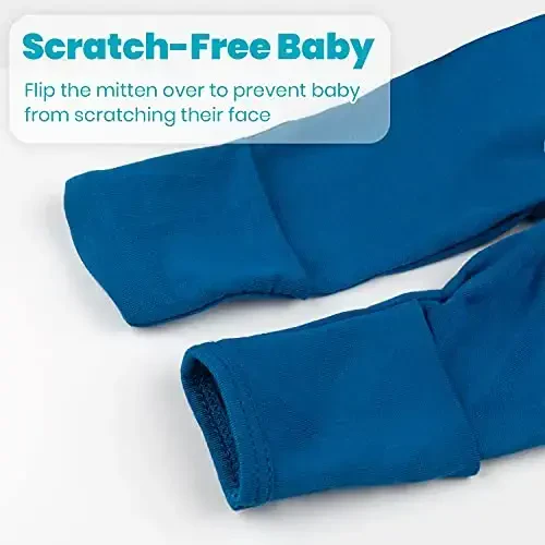 Newborn Baby Knotted Gown, Super Soft Silky Infant Long Sleeve Sleeper with Mittens and Hat & Bowknot Set (Extra Long) - 5