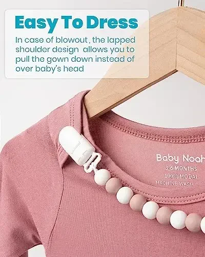 Newborn Baby Knotted Gown, Super Soft Silky Infant Long Sleeve Sleeper with Mittens and Hat & Bowknot Set (Extra Long) - 3