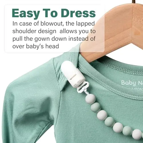Newborn Baby Knotted Gown, Super Soft Silky Infant Long Sleeve Sleeper with Mittens and Hat & Bowknot Set (Extra Long) - 3