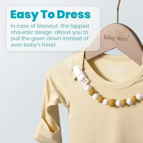 Newborn Baby Knotted Gown, Super Soft Silky Infant Long Sleeve Sleeper with Mittens and Hat & Bowknot Set (Extra Long) - 3