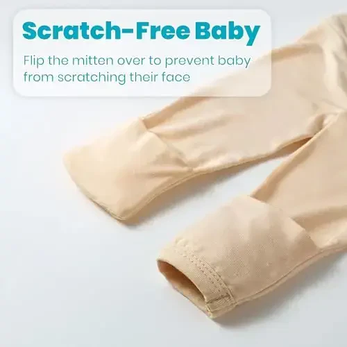 Newborn Baby Knotted Gown, Super Soft Silky Infant Long Sleeve Sleeper with Mittens and Hat & Bowknot Set (Extra Long) - 4