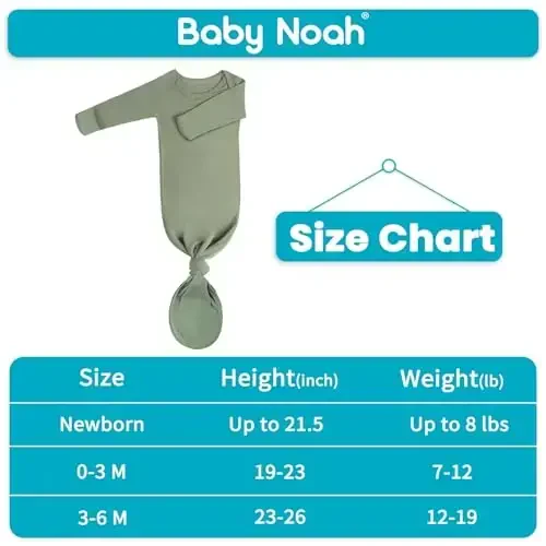 Newborn Baby Knotted Gown, Super Soft Silky Infant Long Sleeve Sleeper with Mittens and Hat & Bowknot Set (Extra Long) - 6