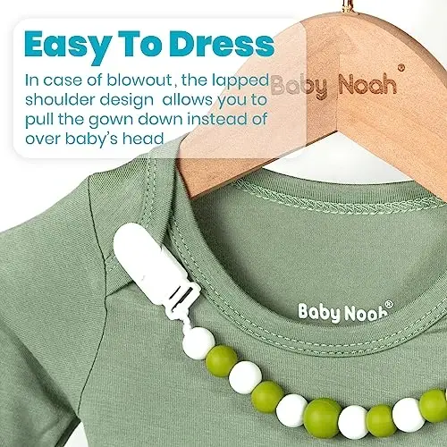 Newborn Baby Knotted Gown, Super Soft Silky Infant Long Sleeve Sleeper with Mittens and Hat & Bowknot Set (Extra Long) - 3