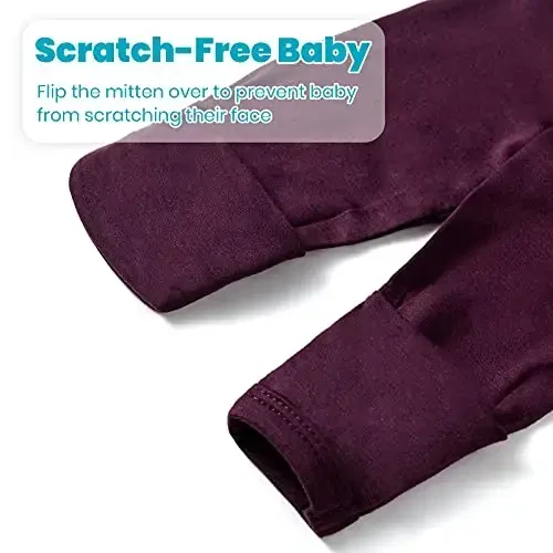 Newborn Baby Knotted Gown, Super Soft Silky Infant Long Sleeve Sleeper with Mittens and Hat & Bowknot Set (Extra Long) - 5