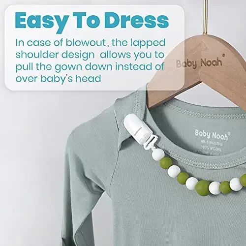 Newborn Baby Knotted Gown, Super Soft Silky Infant Long Sleeve Sleeper with Mittens and Hat & Bowknot Set (Extra Long) - 4