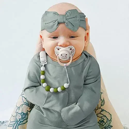 Newborn Baby Knotted Gown, Super Soft Silky Infant Long Sleeve Sleeper with Mittens and Hat & Bowknot Set (Extra Long) - 6