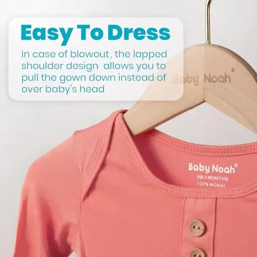 Newborn Baby Knotted Gown, Super Soft Silky Infant Long Sleeve Sleeper with Tie Bottom, Baby Girl and Boy Sleep Gown - 4