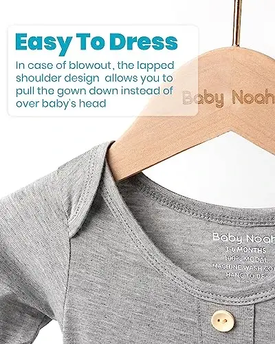 Newborn Baby Knotted Gown, Super Soft Silky Infant Long Sleeve Sleeper with Tie Bottom, Baby Girl and Boy Sleep Gown - 3