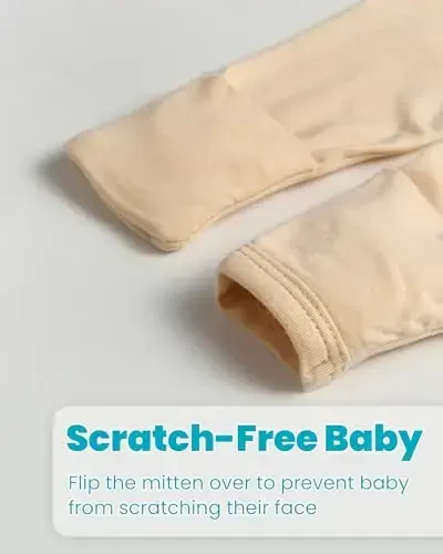 Newborn Baby Knotted Gown, Super Soft Silky Infant Sleeper, Baby Girl Sleep Gown with Mittens, Bow, and Hat Set - 6