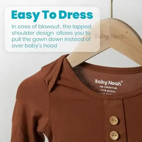 Newborn Baby Knotted Gown, Super Soft Silky Infant Sleeper, Baby Girl Sleep Gown with Mittens, Bow, and Hat Set - 3