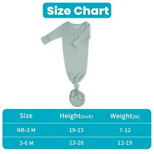 Newborn Baby Knotted Gown, Super Soft Silky Infant Sleeper, Baby Girl Sleep Gown with Mittens, Bow, and Hat Set - 6