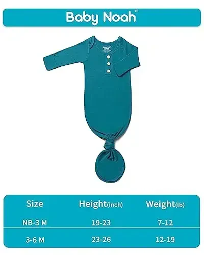 Newborn Baby Knotted Gown, Super Soft Silky Infant Sleeper, Baby Girl Sleep Gown with Mittens, Bow, and Hat Set - 7