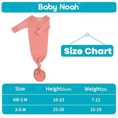 Newborn Baby Knotted Gown, Super Soft Silky Infant Sleeper, Baby Girl Sleep Gown with Mittens, Bow, and Hat Set - 7