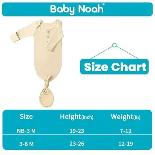 Newborn Baby Knotted Gown, Super Soft Silky Infant Sleeper, Baby Girl Sleep Gown with Mittens, Bow, Clip and Hat Set - 3