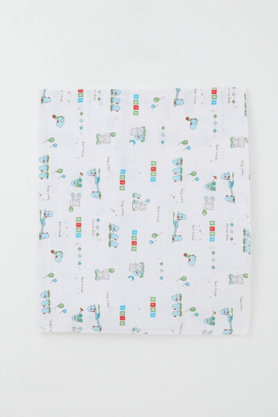 Newborn Baby Muslin Blanket Cute Baby Animal Buddies Standard, White - BREEZE