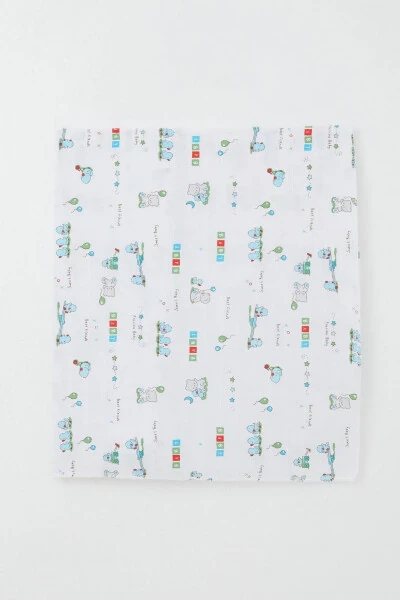 Newborn Baby Muslin Blanket Cute Baby Animal Buddies Standard, White - Modazone