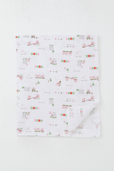 Newborn Baby Muslin Blanket Cute Baby Animal Buddies Standard, White - BREEZE (1)