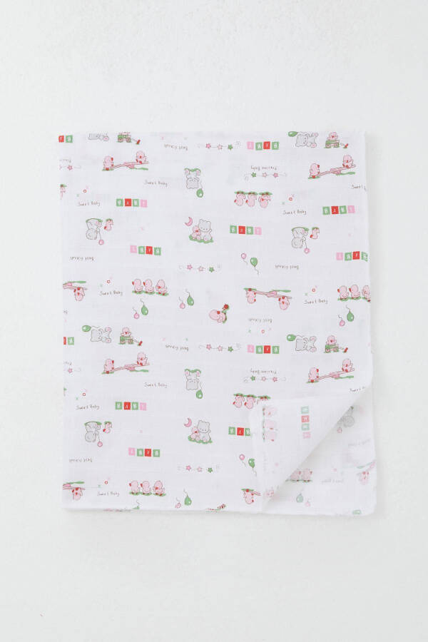 Newborn Baby Muslin Blanket Cute Baby Animal Buddies Standard, White - 2