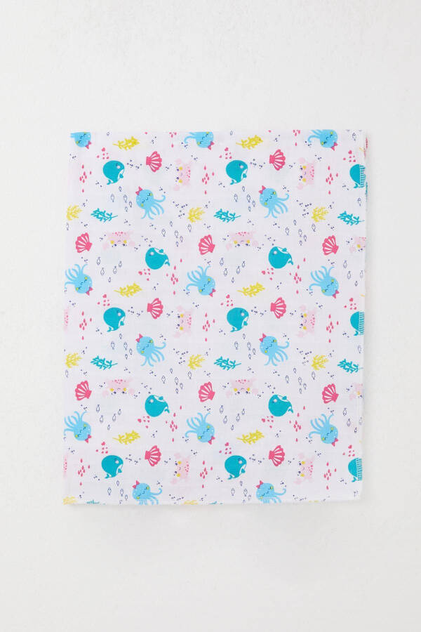 Newborn Baby Muslin Blanket Cute Sea Animals Patterned Standard, White - 1