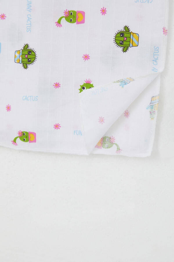 Newborn Baby Muslin Blanket Fun Cacti Standard, White - 3
