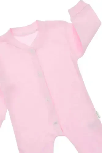 Newborn Baby Plain Snap Fastener Unisex Baby Romper 100% Cotton Flexible 1-3-6 Months-Pink - 4