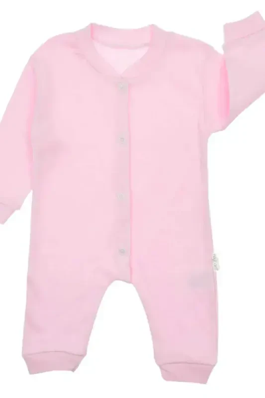 Newborn Baby Plain Snap Fastener Unisex Baby Romper 100% Cotton Flexible 1-3-6 Months-Pink - 5
