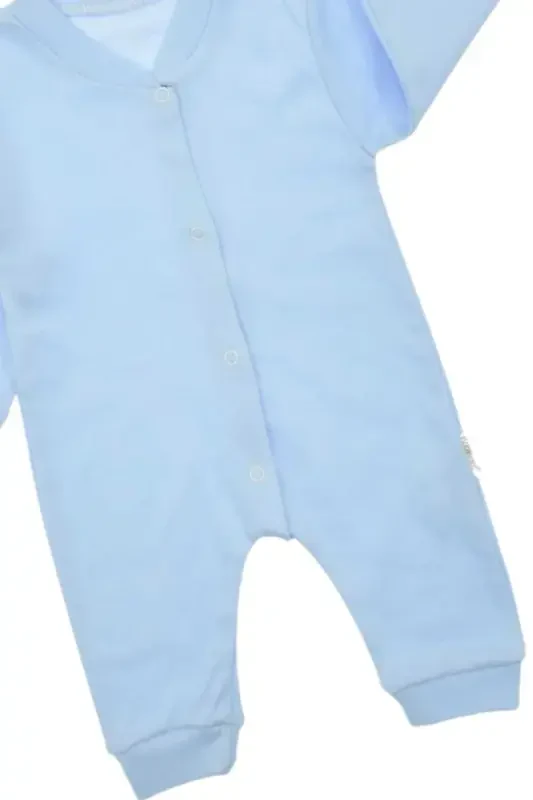 Newborn Baby Plain Snap-on Unisex Baby Romper 100% Cotton Flexible 1-3-6 Months-Blue - 3