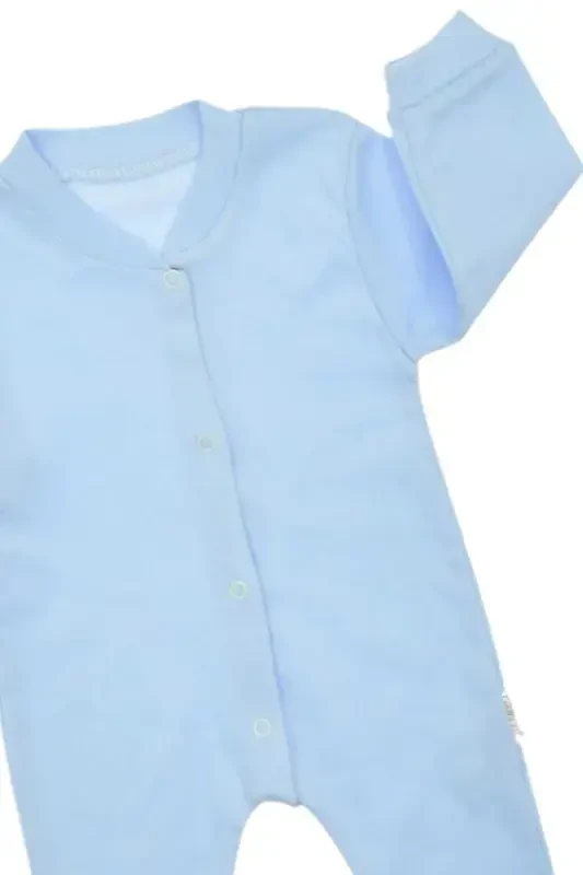 Newborn Baby Plain Snap-on Unisex Baby Romper 100% Cotton Flexible 1-3-6 Months-Blue - 4