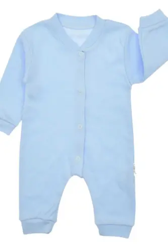 Newborn Baby Plain Snap-on Unisex Baby Romper 100% Cotton Flexible 1-3-6 Months-Blue - 5