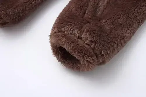 Newborn Baby Romper Fleece Onesie Jumpsuit Toddler Warm Hooded Outwear Outfits for Infant - 6