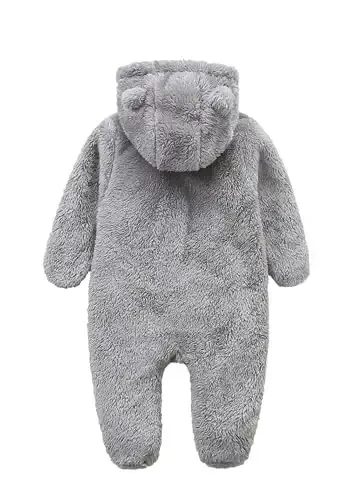 Newborn Baby Romper Fleece Onesie Jumpsuit Toddler Warm Hooded Outwear Outfits for Infant - Ohrwurm (1)