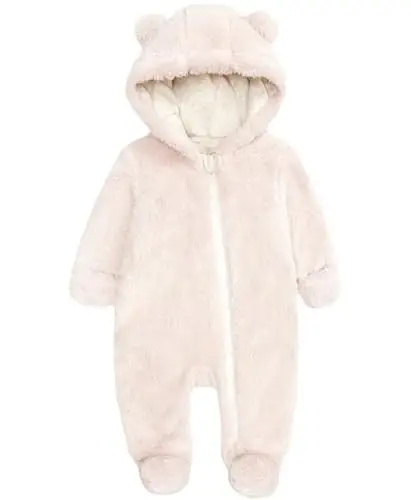 Newborn Baby Romper Fleece Onesie Jumpsuit Toddler Warm Hooded Outwear Outfits for Infant - 1