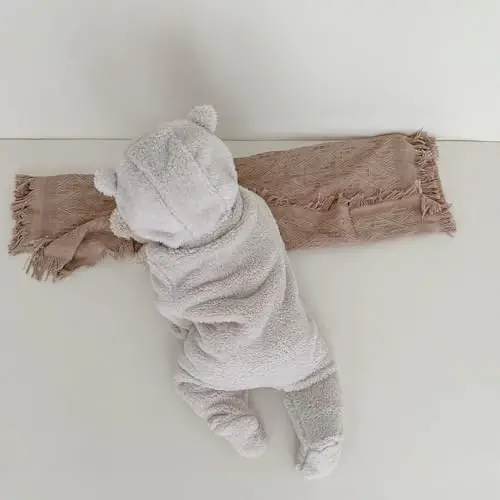 Newborn Baby Romper Fleece Onesie Jumpsuit Toddler Warm Hooded Outwear Outfits for Infant - 6