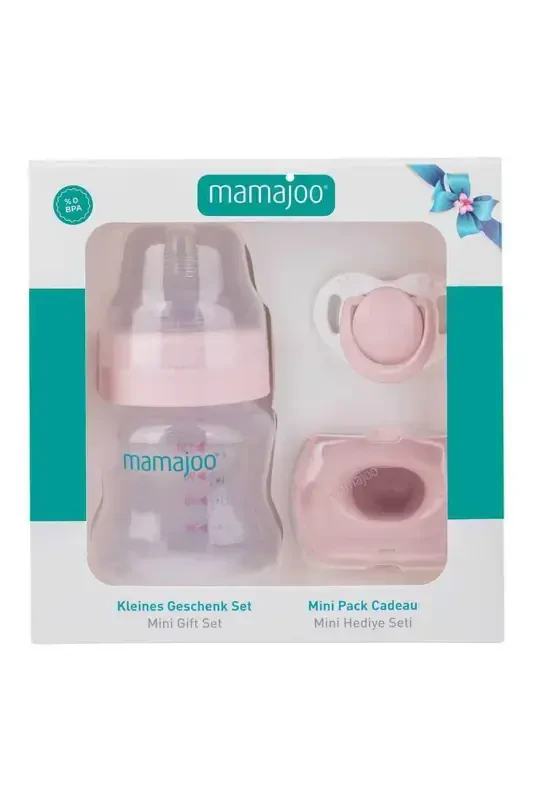 Newborn Baby Set | Anti-colic Bottle 150ml Pink, Orthodontic Pacifier & Case, 3-piece Set - MAMAJOO