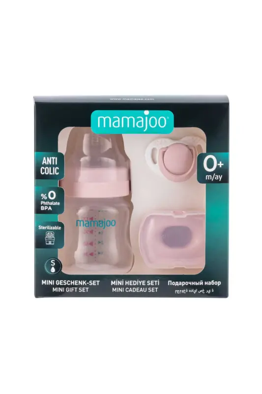 Newborn Baby Set | Anti-colic Bottle 150ml Pink, Orthodontic Pacifier & Case, 3-piece Set - 1