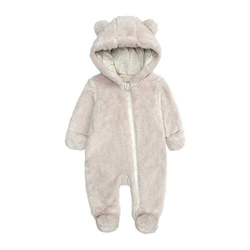 Newborn Baby Snowsuit Fleece Lined Onesie Outfits Warm Hooded Romper for Infant - 1