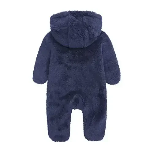 Newborn Baby Snowsuit Fleece Lined Onesie Outfits Warm Hooded Romper for Infant - NEWBORN (1)