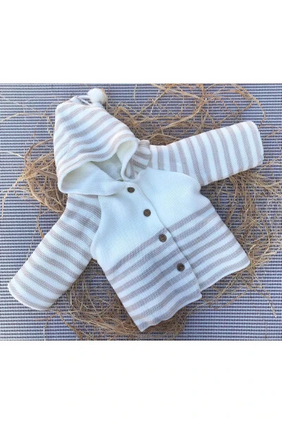 Newborn Hooded Double Layer Knit Girl - Boy Baby Cardigan - TINITINS