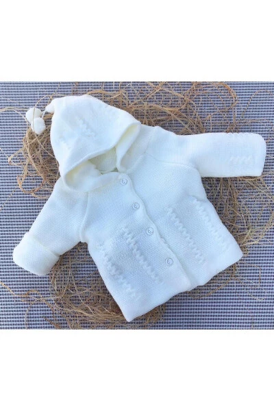 Newborn Hooded Double Layer Knit Girl - Boy Baby Cardigan - TINITINS