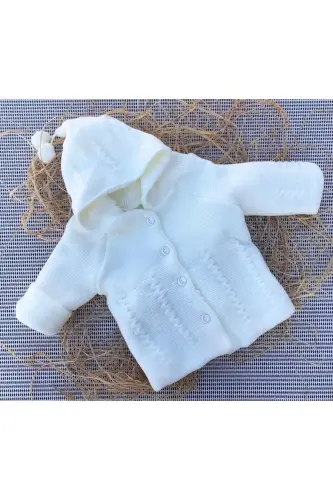 Newborn Hooded Double Layer Knit Girl - Boy Baby Cardigan 