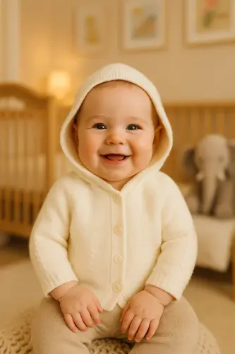 Newborn Hooded Double Layer Knit Girl - Boy Baby Cardigan - TINITINS (1)