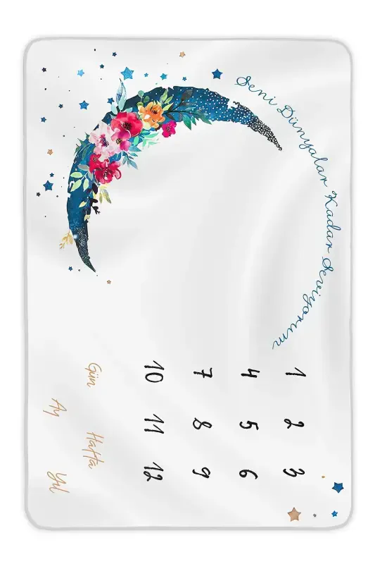 Newborn Hospital Exit Gifts, Girl Baby Memory Blanket, Set of 12 Monthly Milestone Markers - BLUE1 - 2