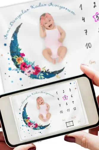 Newborn Hospital Exit Gifts, Girl Baby Memory Blanket, Set of 12 Monthly Milestone Markers - BLUE1 - 3