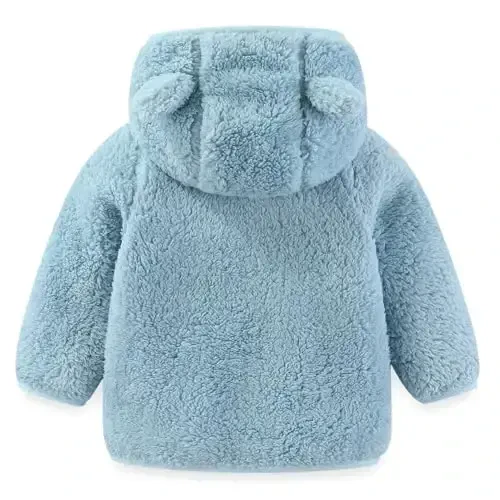 Newborn Infant Baby Boys Girls Cartoon Fleece Hooded Jacket Coat with Ears Warm Todder Kids Outwear Coat Zipper Up 0-6Y - 2