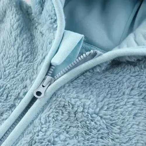 Newborn Infant Baby Boys Girls Cartoon Fleece Hooded Jacket Coat with Ears Warm Todder Kids Outwear Coat Zipper Up 0-6Y - 4